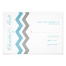 Blaues und graues Zickzack-Hochzeit UAWG Personalisierte Ankündigungskarte