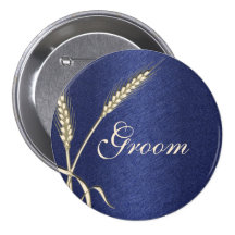 Blé crème bleu de mariage élégant pin's
