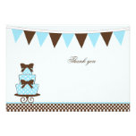 Bleu chic + carte de remerciements brun de baby sh invitation personnalisable