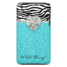 Bleu chic de coeur d'iPod de zèbre de léopard à pe Coque iPod Case-Mate