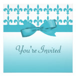 Bleu et White Fleur De Lis Wedding Invitations