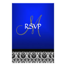 Bleu royal mariage damassé RSVP Invitations Personnalisées