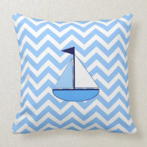 Blue Chevron Sailboat  (Zig Zag) Pillow kissen