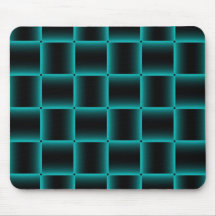 Blue-Outlined Black Square Pattern Mousepad