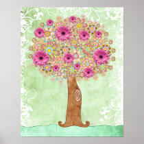 Blumen-Baum und grünes Blumenplakat - TBA