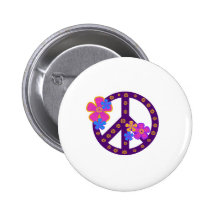 Blumen-Friedenssymbol Anstecknadelbuttons