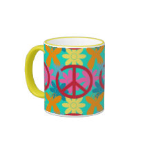 BLUMEN-POWER-FRIEDENSküchen-KAFFEETASSEN - GROOVY