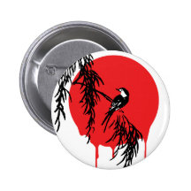 Blut-Mond und Vogel Anstecknadelbutton