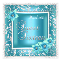 Bonbon 16 argent bleu turquoise de fleur de seize  faire-parts