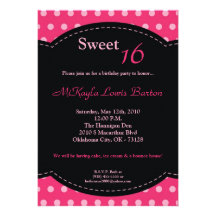 bonbon rose à 5x7 Polkadot invitation de 16 annive