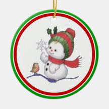 Bonhomme de neige de bébé pour le premier ornement