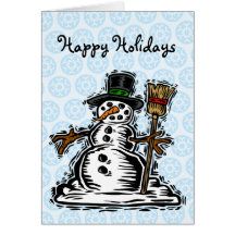 Bonhomme de neige mignon de vacances cartes de vœux