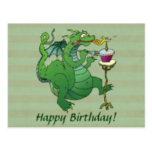 Bougies de soufflement d'anniversaire de dragon dr cartes postales