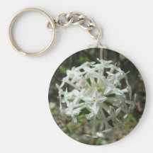 Boule de fleur blanche porte-clés