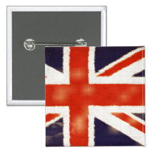 Bouton carré d'Union Jack de drapeau britannique Pin's