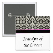bouton de mariage, damassé noire badge