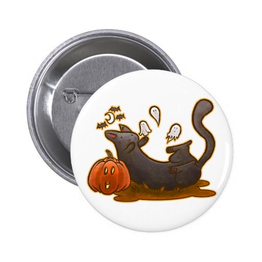 Bouton espiègle de blanc de Halloween Kitty Badge Avec Épingle