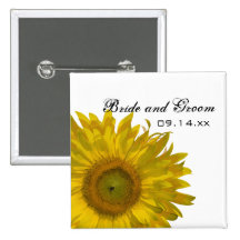 Bouton jaune de mariage de tournesol badge avec épingle