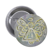 Bouton léger blanc et argenté d'ange ou Pin Badges