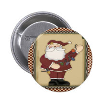 Bouton rond d'ampoules de Noël de Santa Badge