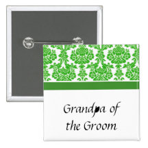 boutons de mariage, damassé verte badges avec agrafe