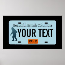 British Columbia Sasquatch License Plate Poster