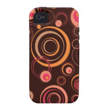 Brown/cercles espiègles de rose rétros coque Case-Mate iPhone 4