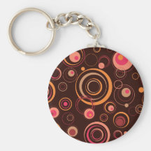 Brown/cercles espiègles de rose rétros porte-clés