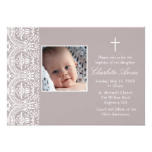 Brown élégant et invitation blanc de baptême de da