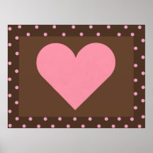Brown et copie rose de coeur poster