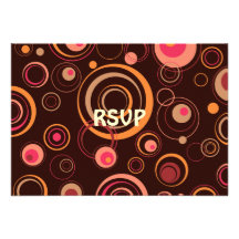 Brown/Rosa-spielerische Retro Kreise Personalisierte Ankündigungskarten