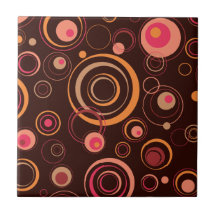 Brown/Rosa-spielerische Retro Kreise Fliesen