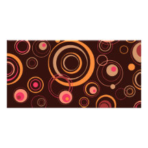 Brown/Rosa-spielerische Retro Kreise Personalisierte Photo Karte