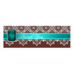 Brown u. aquamarine Spitze Jeweled Wedding silbern Visitenkartenvorlage