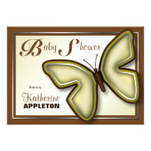 Brown u. gelbe Schmetterlings-Babyparty-Einladunge