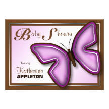 Brown u. lila Schmetterlings-Baby-Duschen-Einladun
