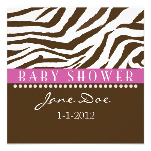 Brown u. rosa Zebra-Babyparty-Einladungen