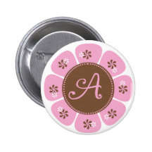 Brown und rosa Monogramm A Anstecknadel