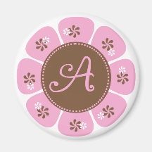 Brown und rosa Monogramm A Magnete