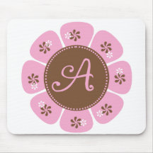 Brown und rosa Monogramm A Mauspads