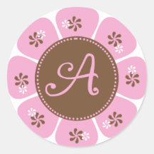 Brown und rosa Monogramm A Runde Aufkleber