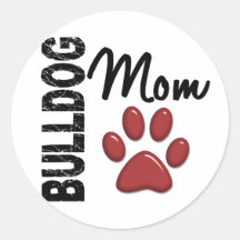 Bulldoggen-Mamma 2 Runder Sticker