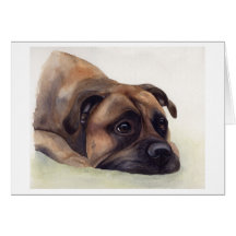 Bullmastiff Hund gemalt in der Wasserfarbe Grußkarten