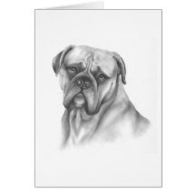 Bullmastiff Hund gemalt in der Wasserfarbe Karte