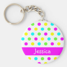 Bunte Tupfen - Girly NamensKeychain Schlüsselanhänger