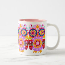 Bunter Eulen-Becher Tee Tasse