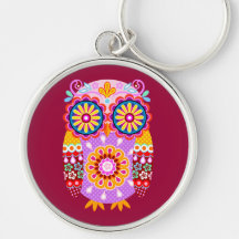 Buntes abstraktes Eule keychain Schlüsselanhänger