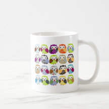 Buntes Eulen-Muster Kaffee Tassen