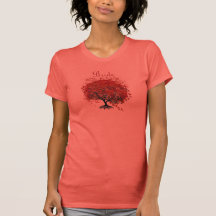 Burgunder-Wein-Herz-Blatt-Baum-Hochzeits-T-Shirts