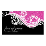 BUSINESS CARD elegant swirl hot pink glitter black